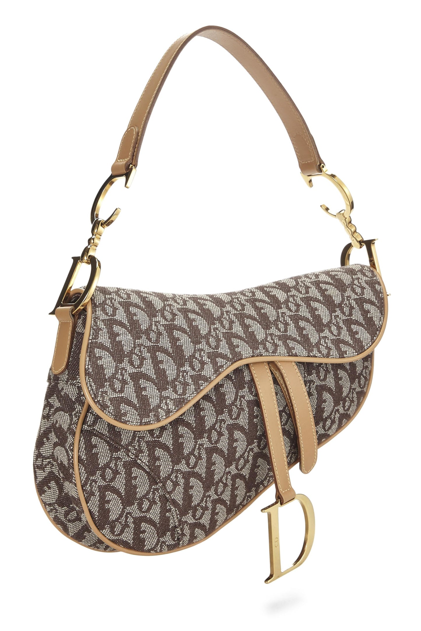 Dior, Sacoche en toile marron Trotter d'occasion, beige