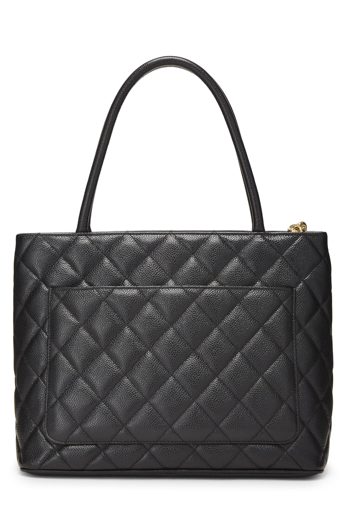 Chanel, Pre-Loved Black Quilted Caviar Medallion Tote, Black