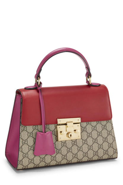 Gucci, Pre-Loved Multicolor Original GG Supreme Padlock Top Handle Bag, Multi