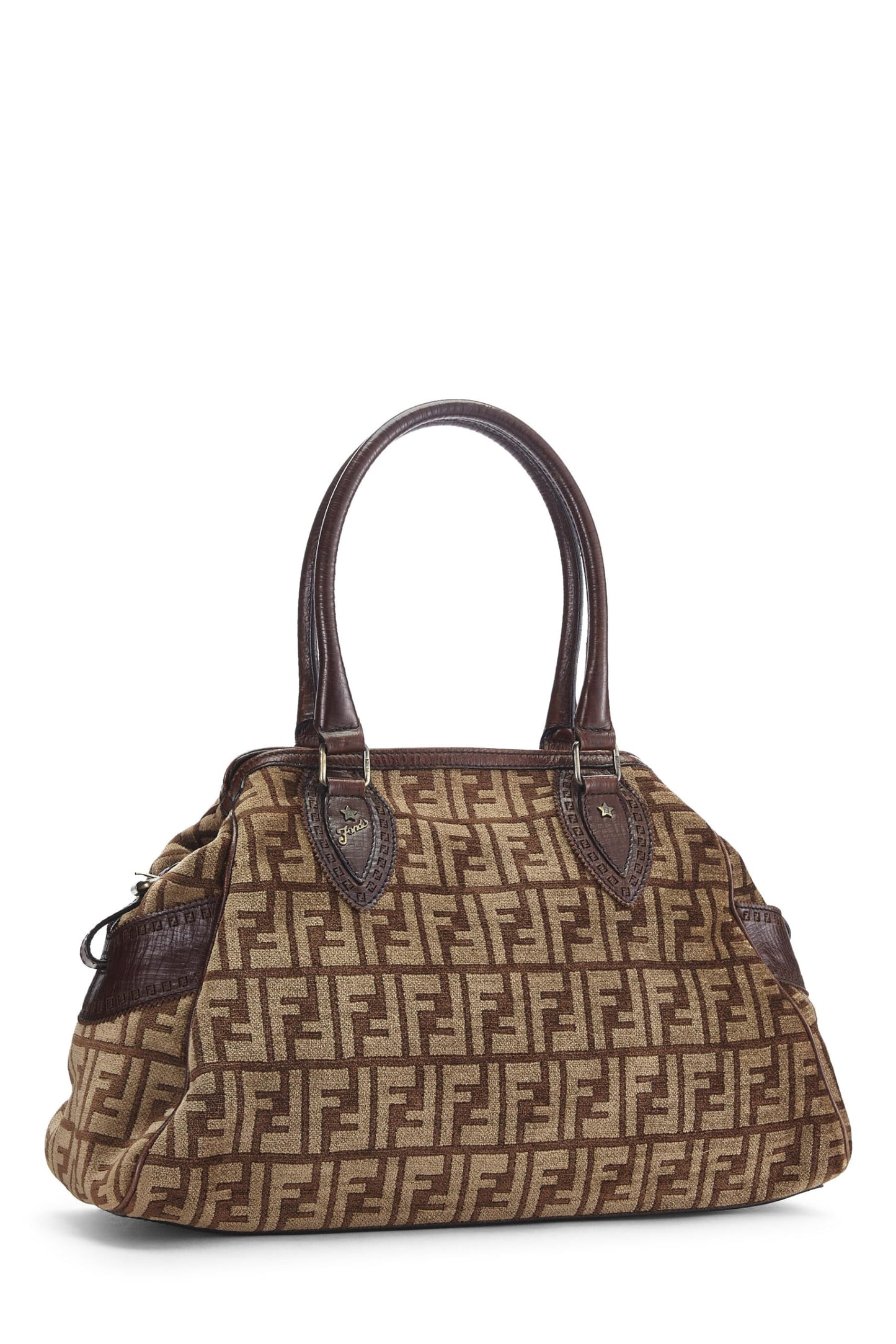 Fendi, Sac Du Jour Medium en velours marron Zucca d'occasion, marron