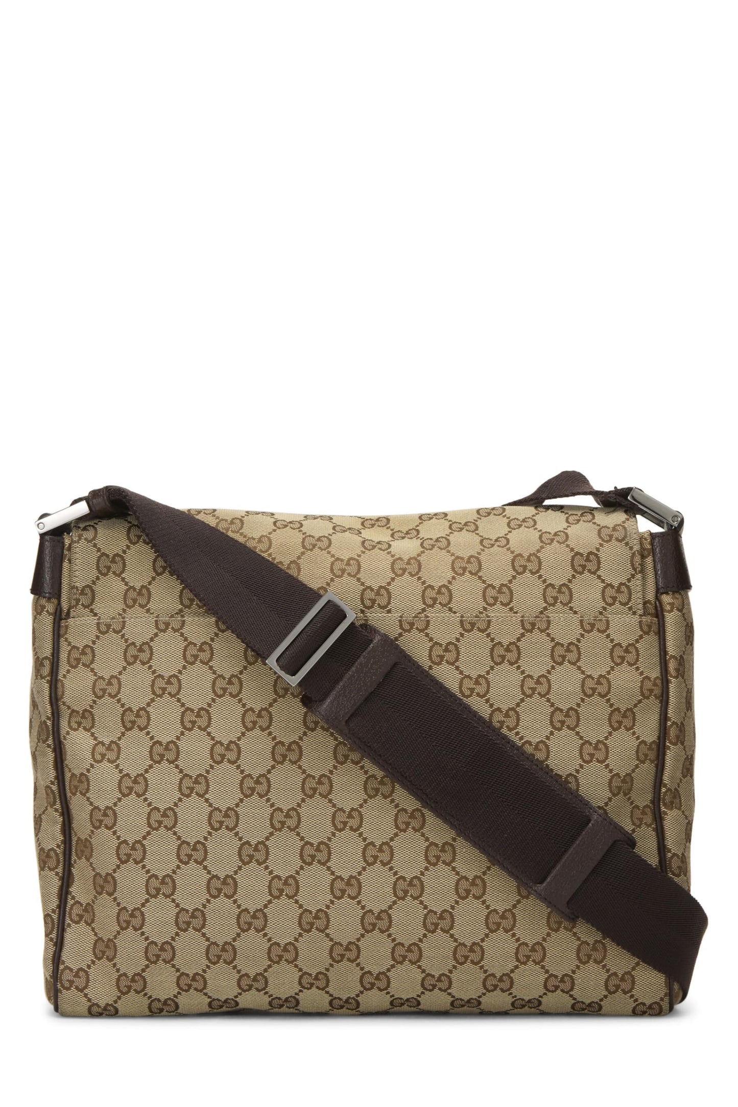 Gucci, Pre-Loved Brown Original GG Canvas Flap Messenger, Brown