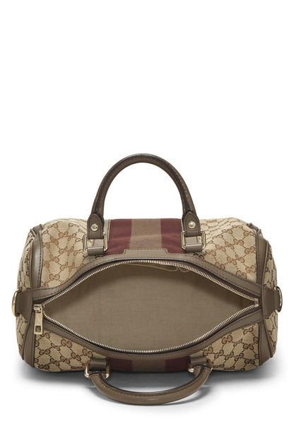 Gucci, Pre-Loved Marrón Original GG Canvas Vintage Web Boston Medium, Marrón