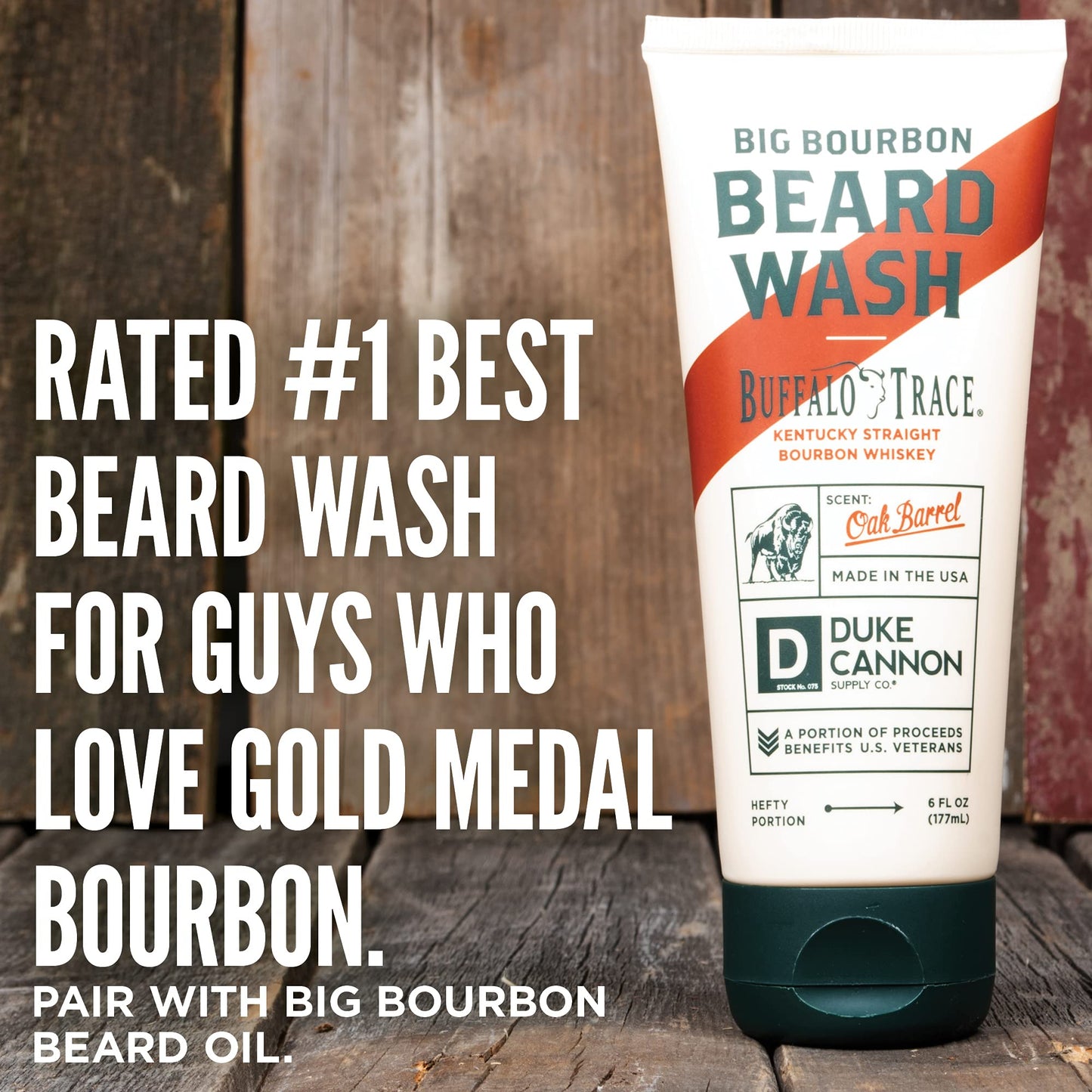 Duke Cannon Supply Co. Big Bourbon Beard Wash, (Pack of 3), 6 Fl Oz, Oak Barrel Scent - Made with Plant-Based Ingredients to Strengthen, Rejuvenate, Soften and Condition