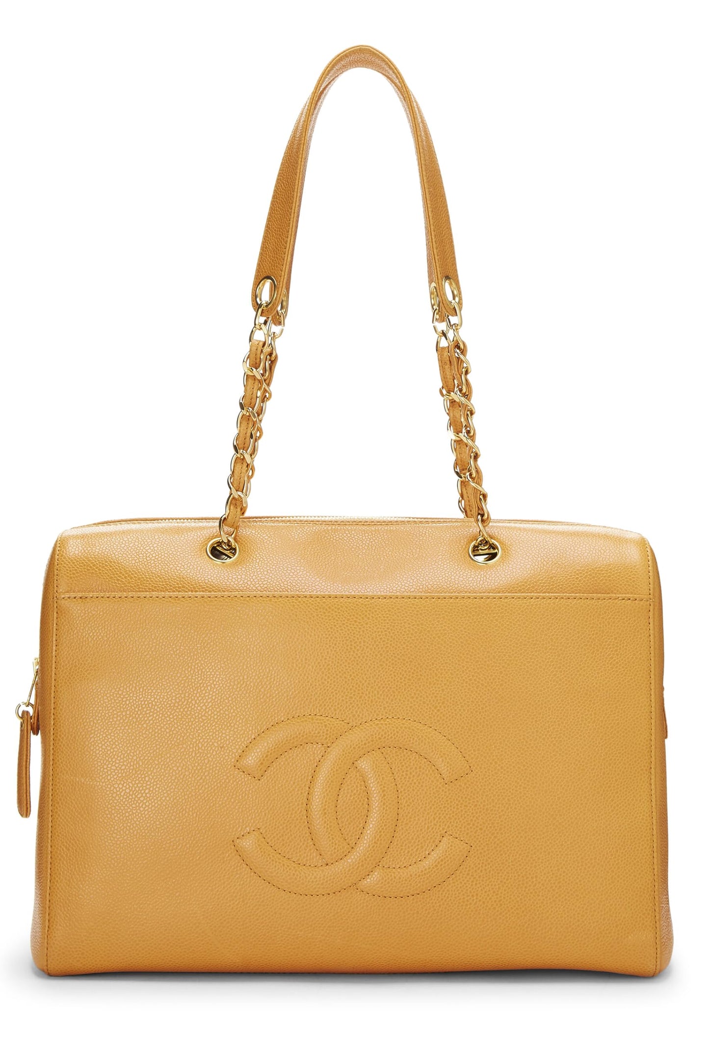 Chanel, petit sac fourre-tout zippé Orange Caviar d'occasion, orange