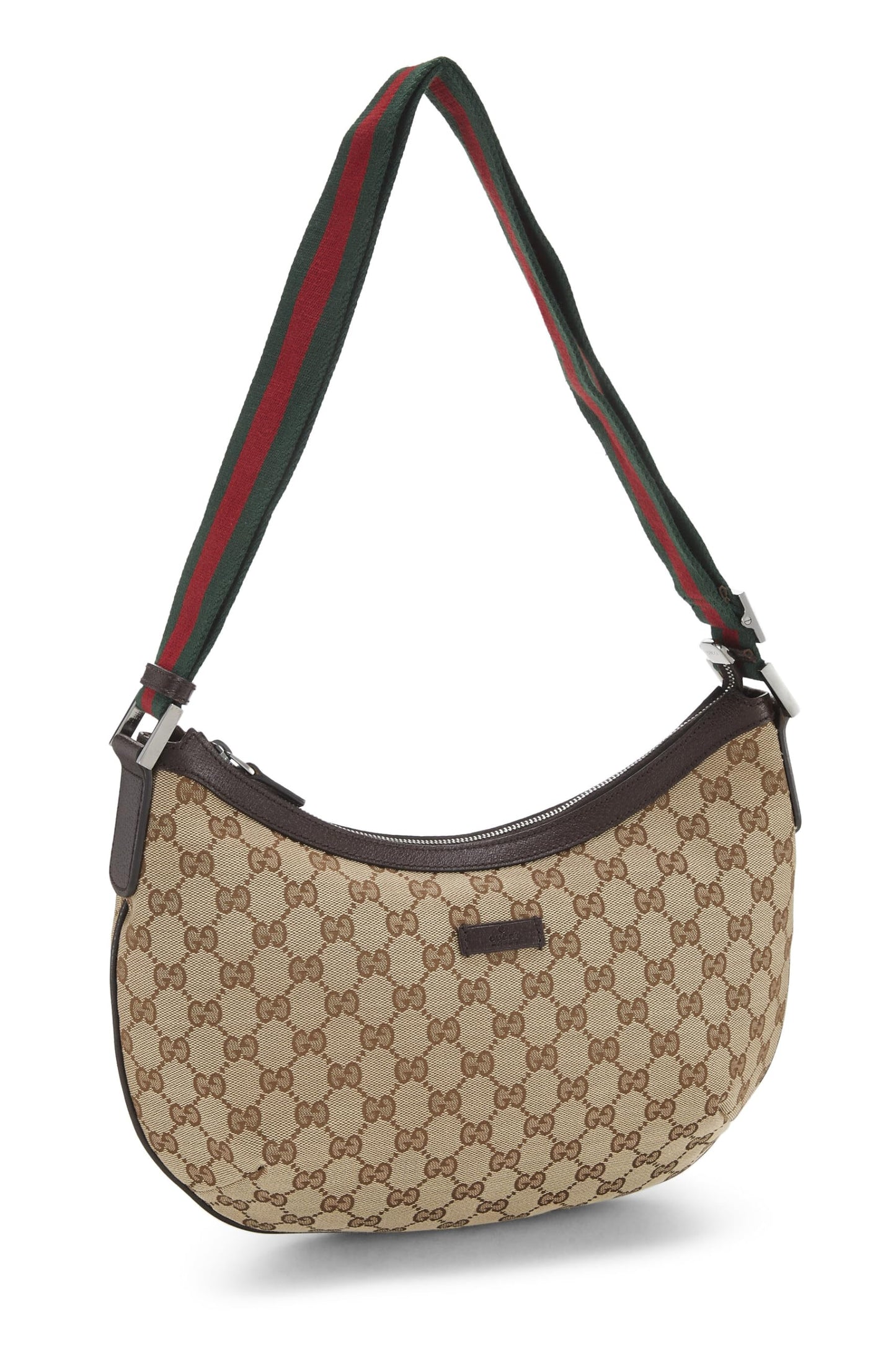 Gucci, sac messager rond en toile GG d'origine d'occasion, marron