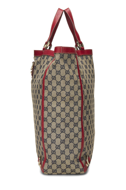 Gucci, Pre-Loved Red Original GG Canvas D-Ring Abbey Vertical Tote, Red