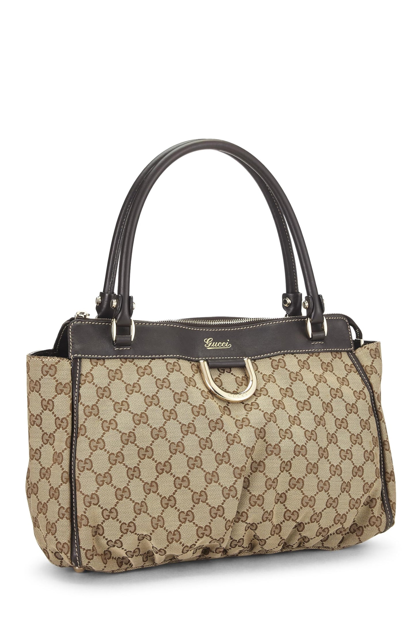 Gucci, sac fourre-tout zippé Abbey en toile GG d'origine d'occasion, marron