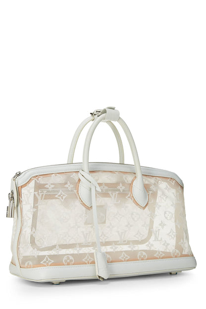 Louis Vuitton, Pre-Loved Lock It East-West con transparencia de malla con monograma blanco, Blanco