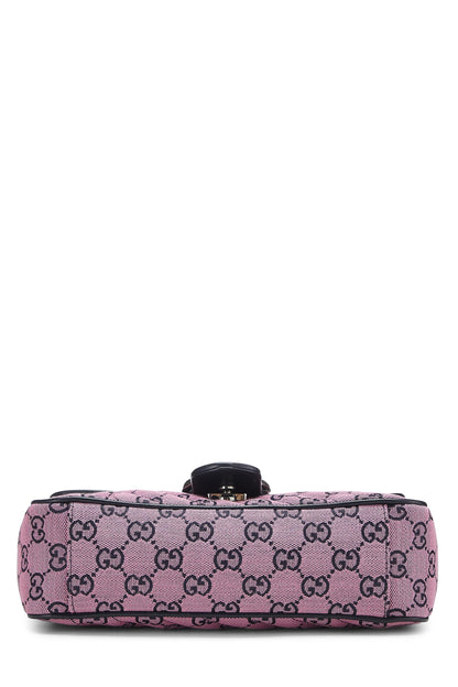 Gucci, sac à bandoulière GG Marmont en toile rose d'occasion, petit modèle, rose