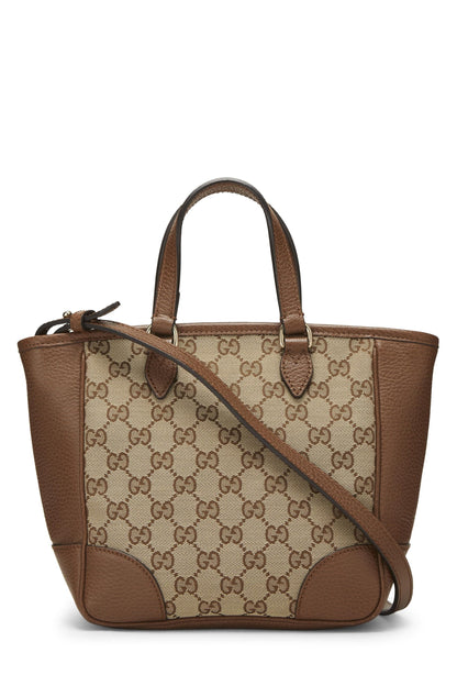 Gucci, Pre-Loved Brown Original GG Canvas Bree Top Handle Tote, Brown