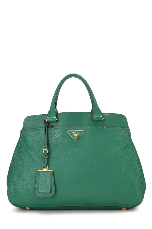 Prada, Pre-Loved Green Vitello Daino Convertible Handbag, Green