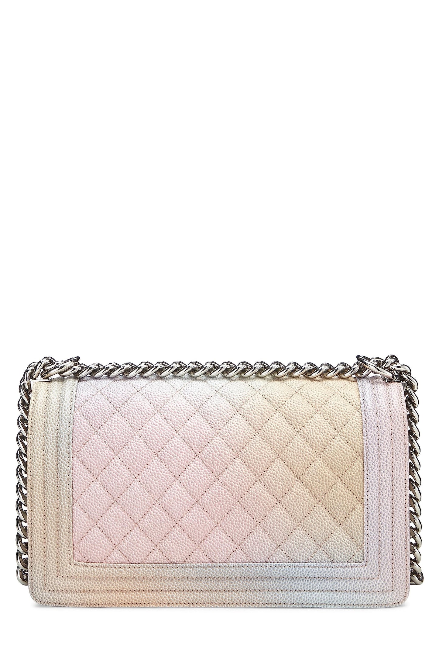 Chanel, Sac Boy matelassé Rainbow Caviar Medium d'occasion, rose