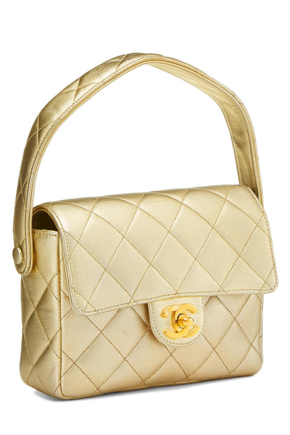 Chanel, Pre-Loved Gold Quilted Lambskin Handbag Mini, Gold