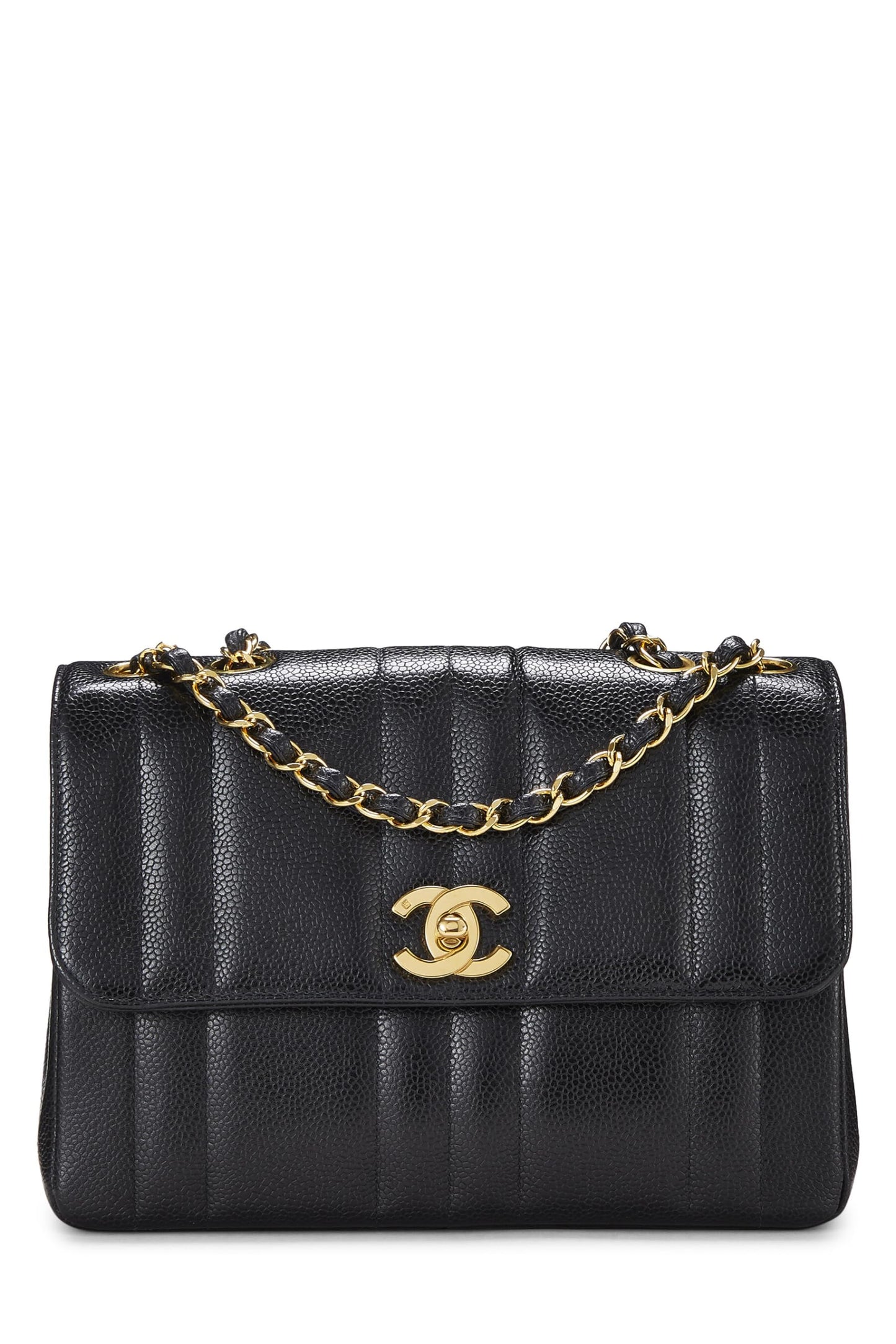 Chanel, Pre-Loved Black Vertical Caviar Half Flap Small, Black