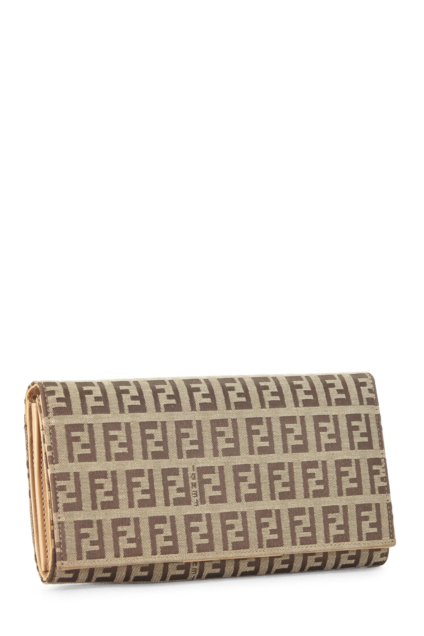 Fendi, portefeuille en toile beige Zucchino Contential d'occasion, beige