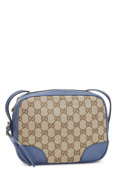 Gucci, sac à bandoulière Bree en toile GG bleu d'occasion, bleu