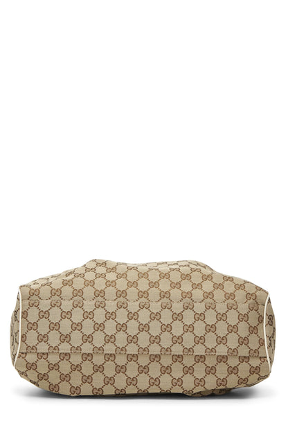 Gucci, sac fourre-tout Sukey en toile GG d'origine, crème, d'occasion, blanc