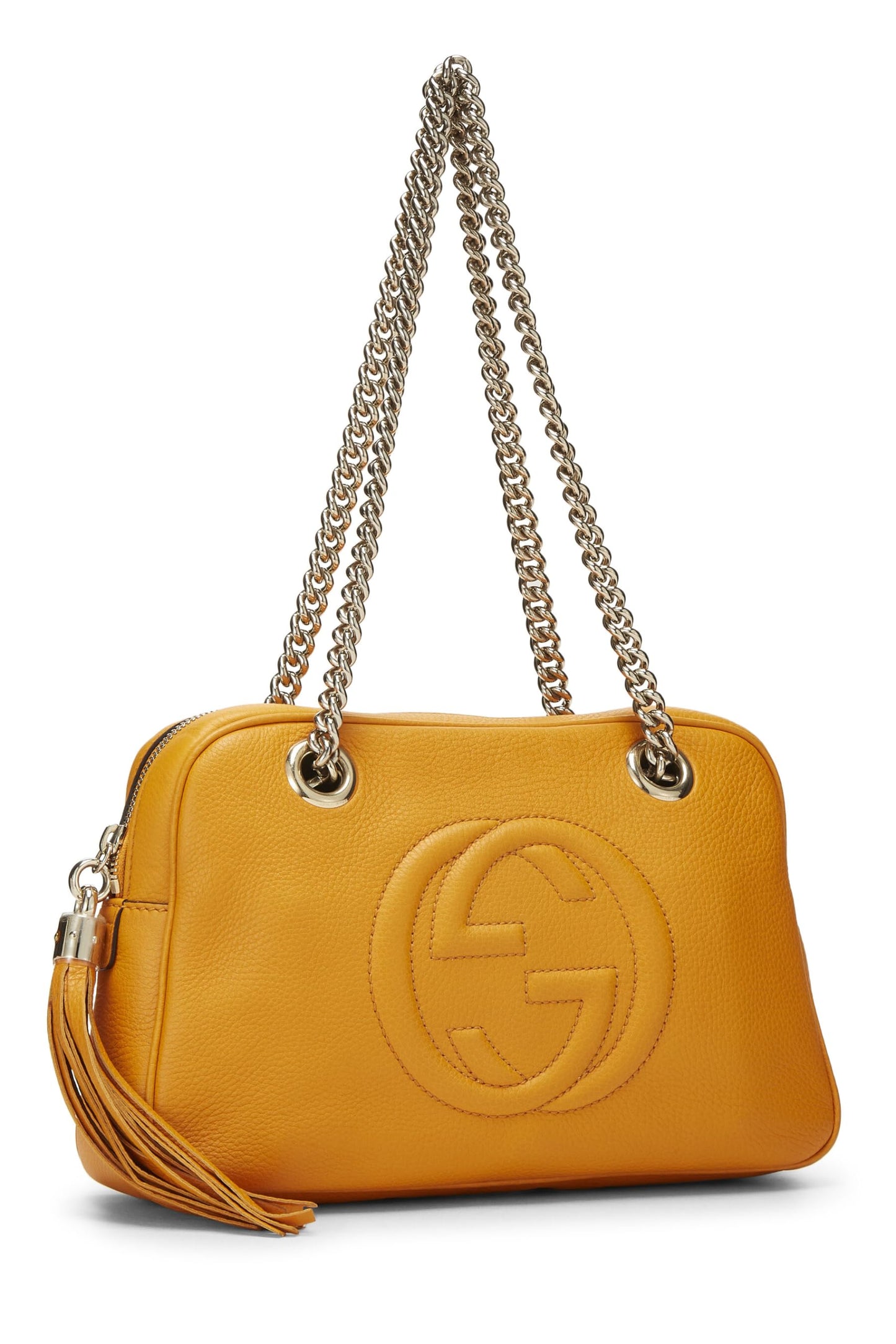 Gucci, Bolso de hombro con cadena Soho de cuero naranja Pre-Loved, Naranja