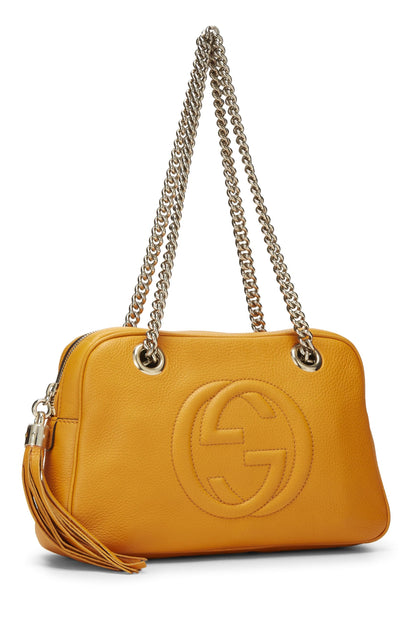 Gucci, Bolso de hombro con cadena Soho de cuero naranja Pre-Loved, Naranja