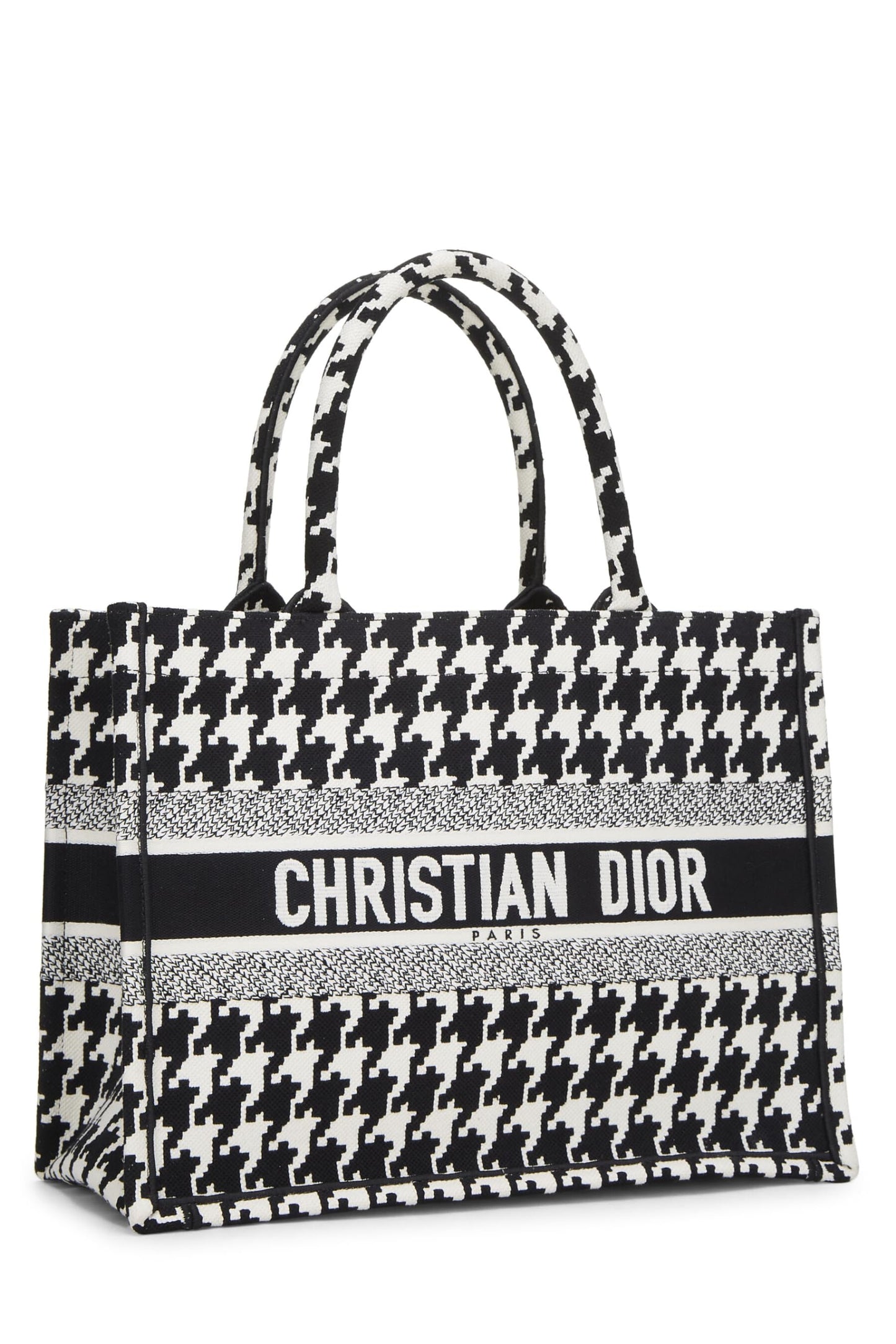 Dior, Sac fourre-tout à motif pied-de-poule noir et blanc, taille moyenne, multicolore