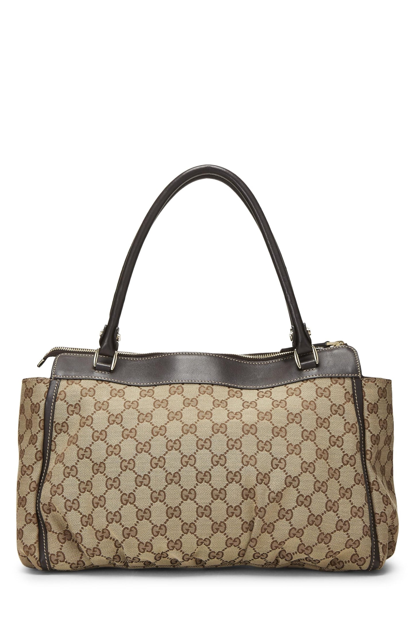 Gucci, sac fourre-tout zippé Abbey en toile GG d'origine d'occasion, marron