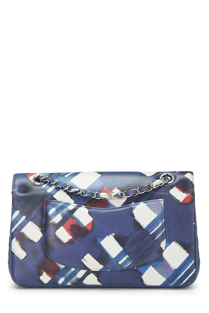 Chanel, sac à main Airline Classic Double Flap Medium en cuir de veau bleu et rouge d'occasion, bleu