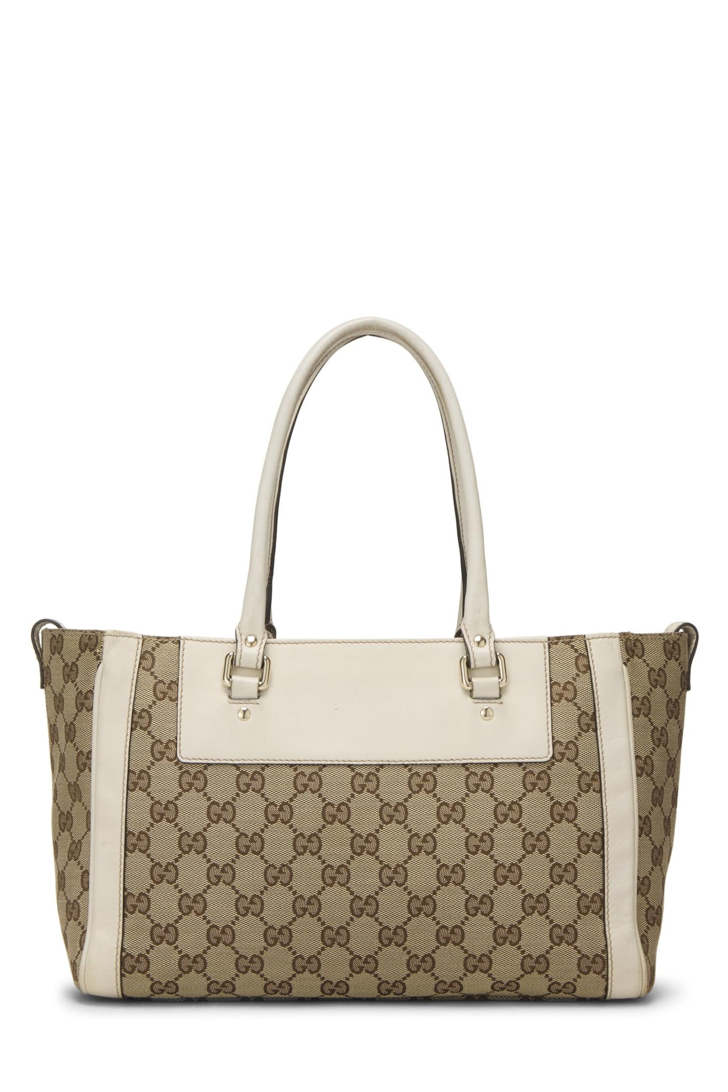 Gucci, Bolso de mano de lona GG original blanco Pre-Loved, Blanco