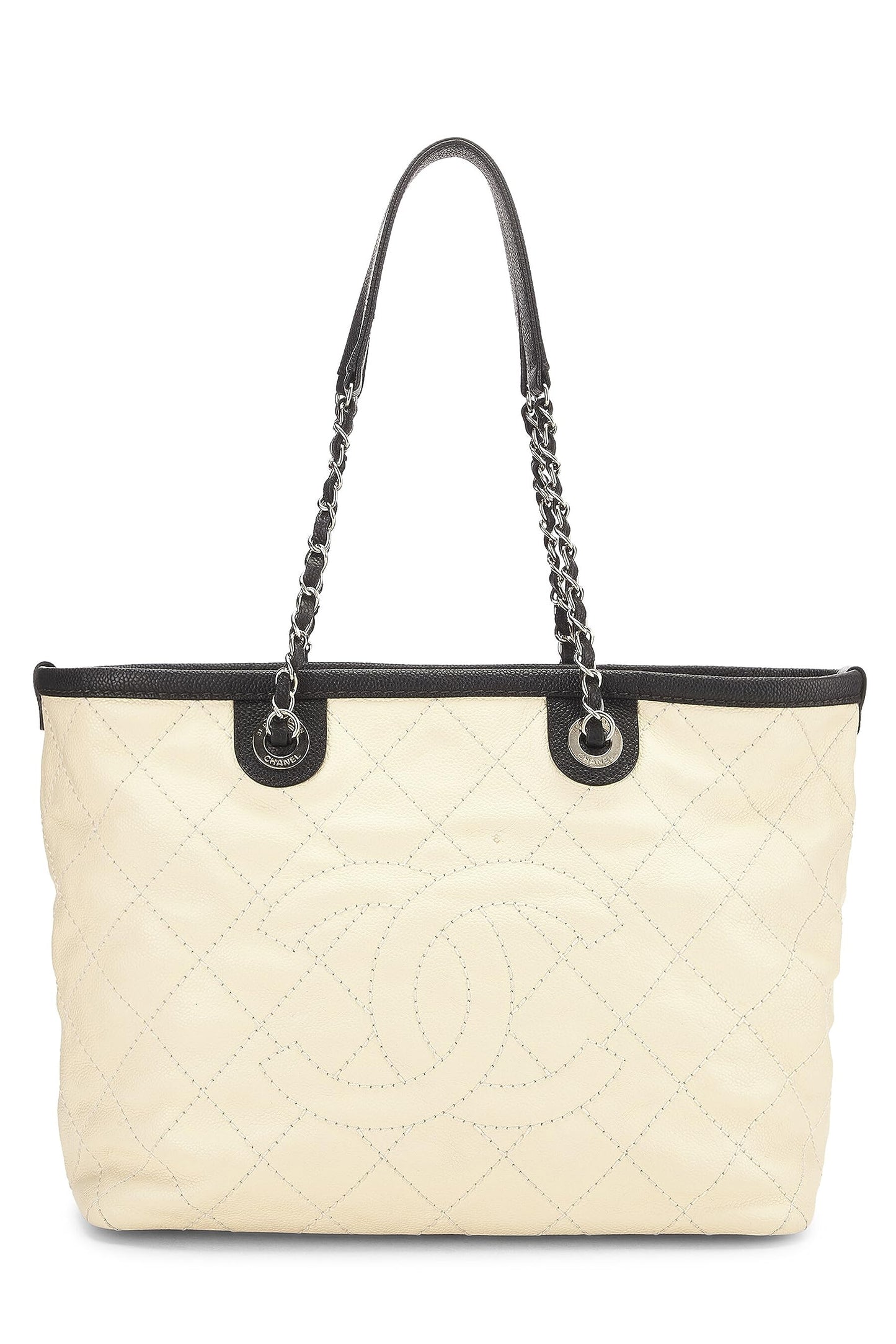 Chanel, Bolso de compras diario pequeño Pre-Loved Cream Caviar 'CC', blanco