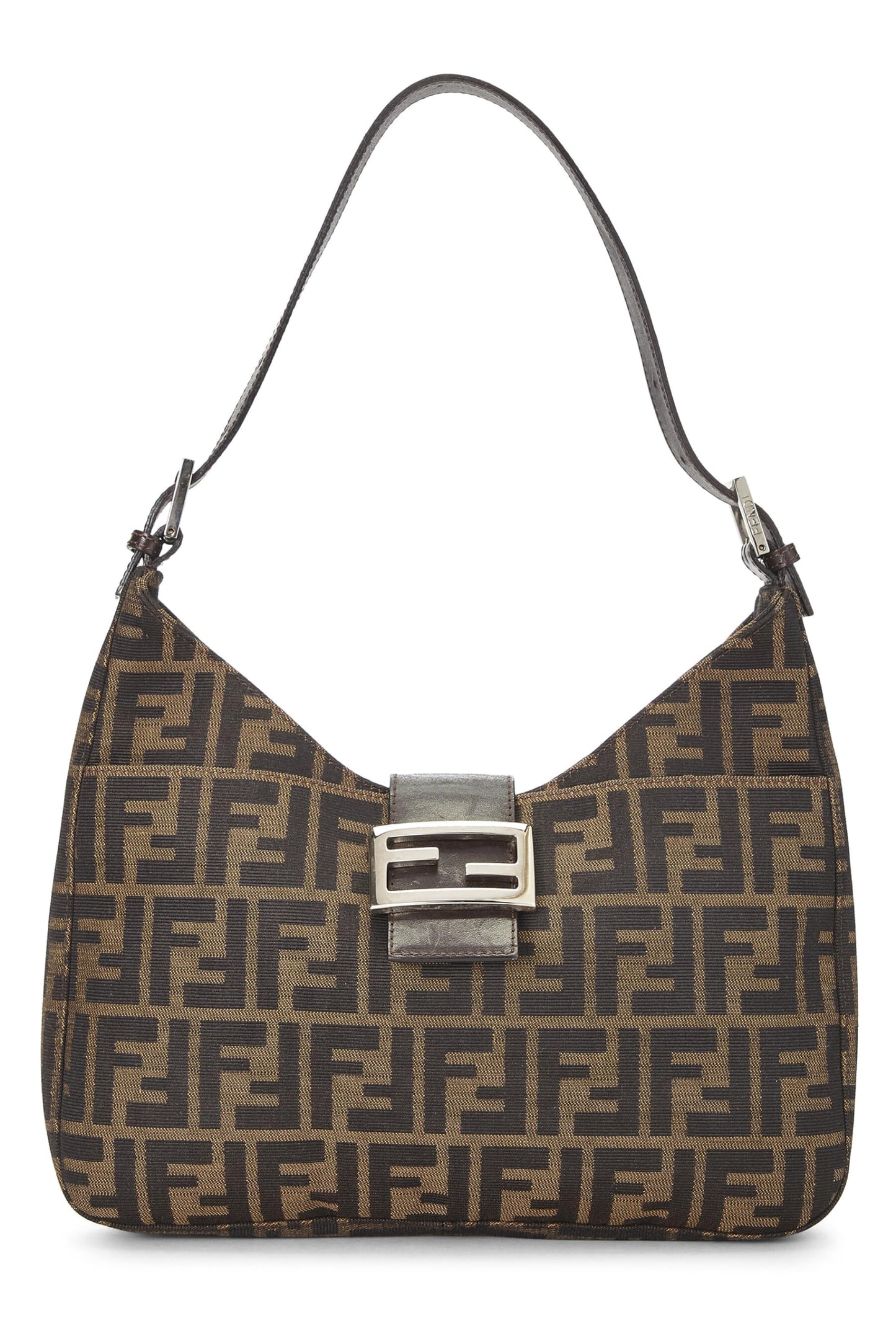 Fendi, sac à bandoulière en toile marron Zucca d'occasion, marron