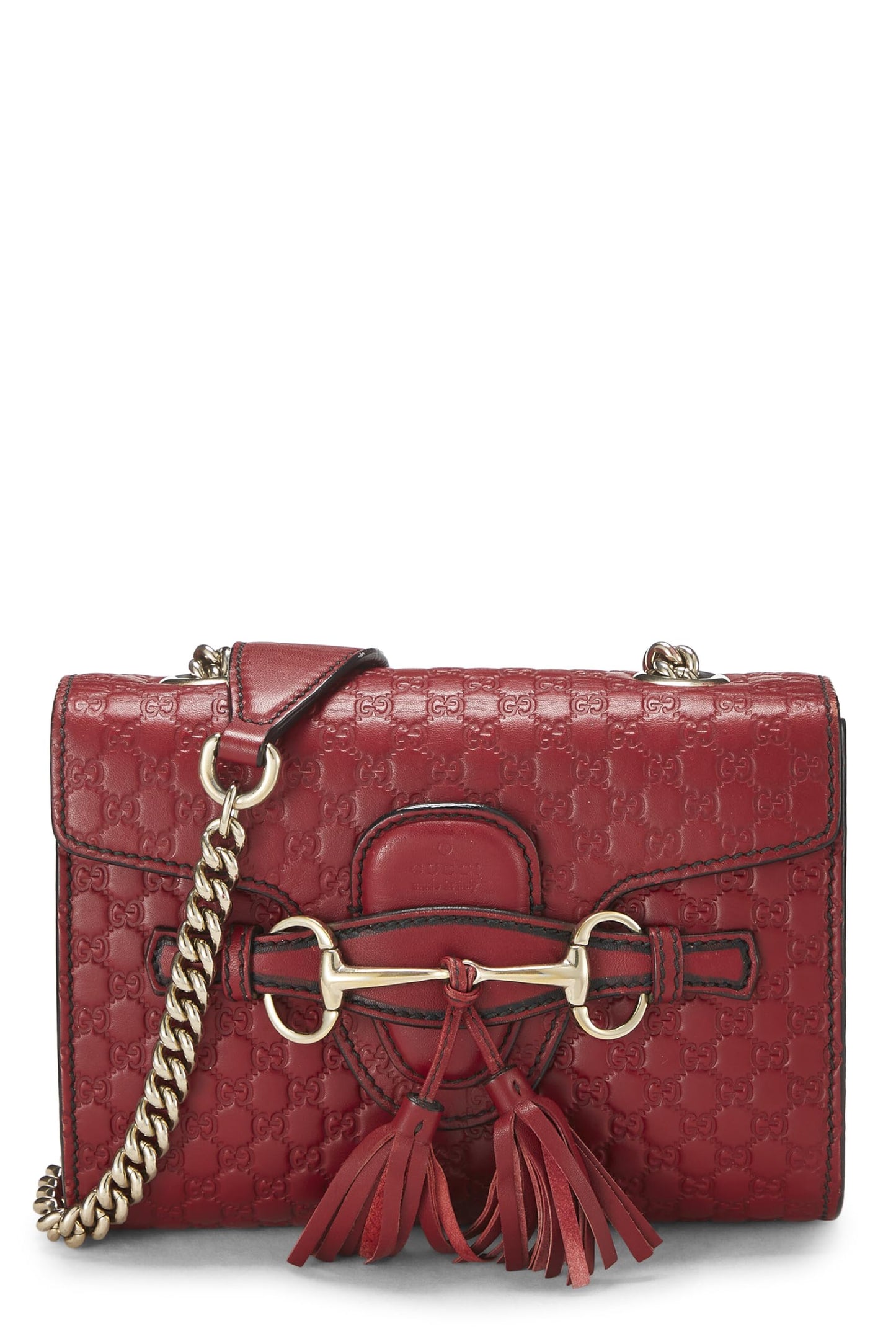 Gucci, sac à bandoulière Emily en cuir Microguccissima rouge d'occasion, rouge