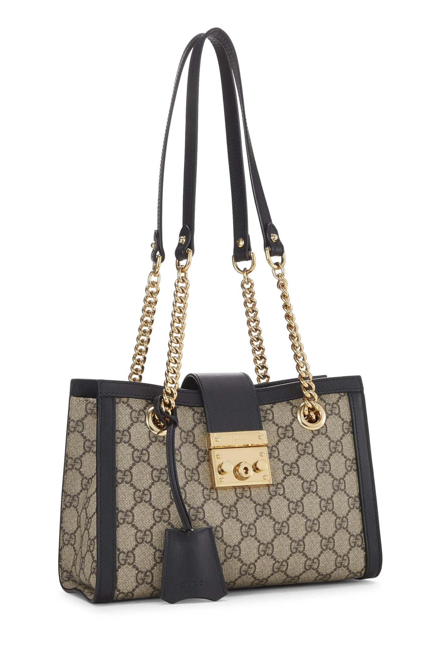 Gucci, sac fourre-tout en toile noire GG Supreme Original Padlock Small, d'occasion, noir