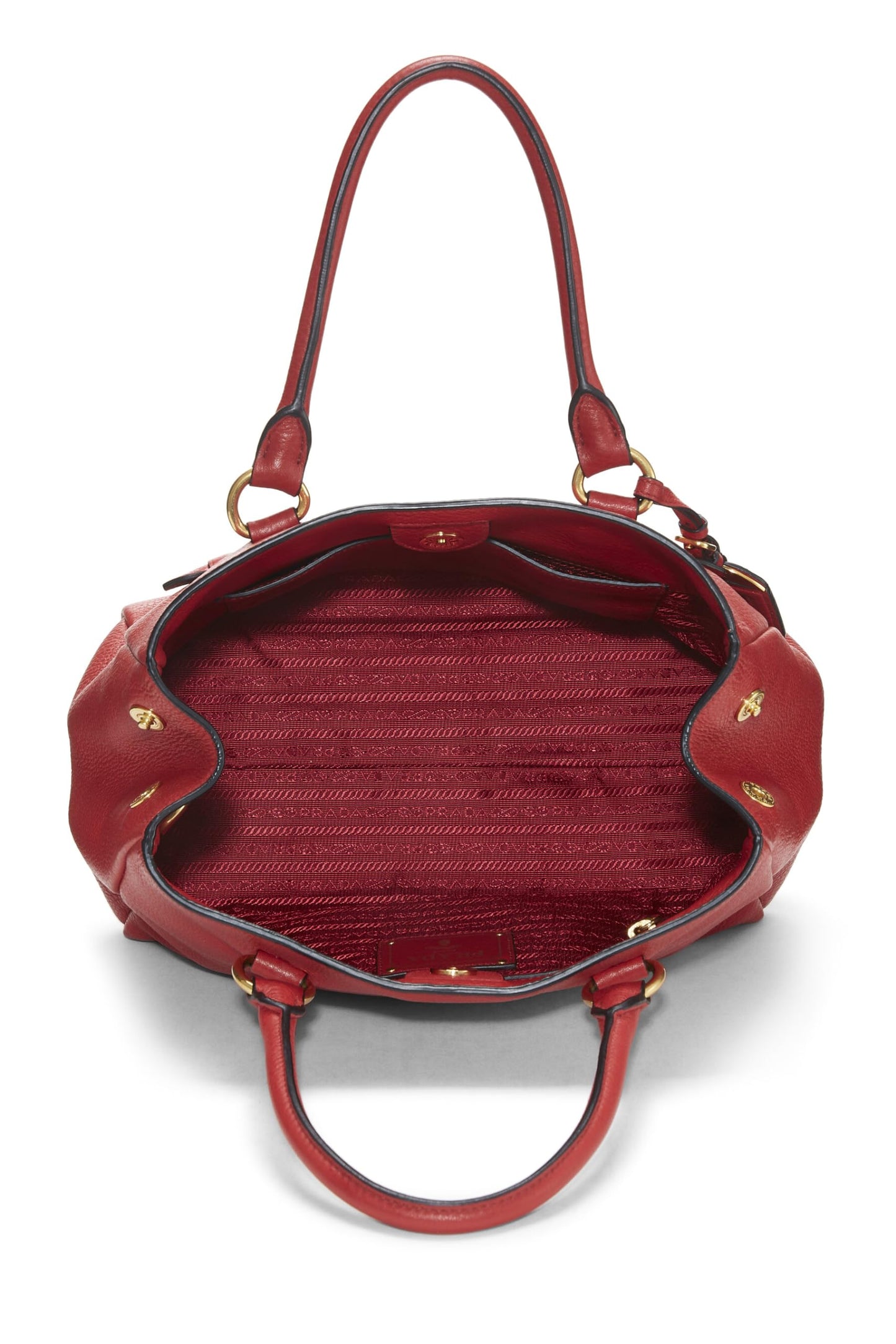 Prada, Bolso tote convertible pequeño Vitello Daino rojo Pre-Loved, Rojo