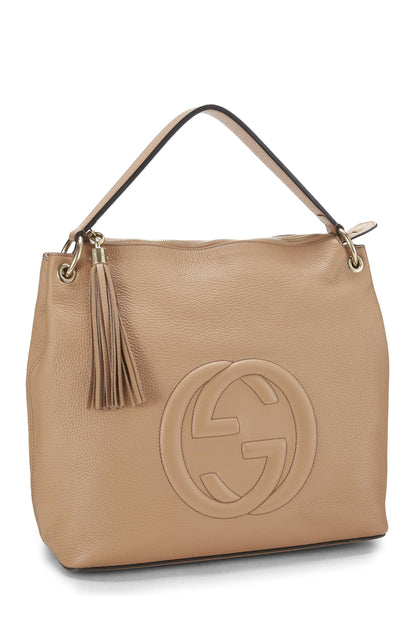 Gucci, sac à main convertible Soho en cuir beige d'occasion, grand modèle, beige