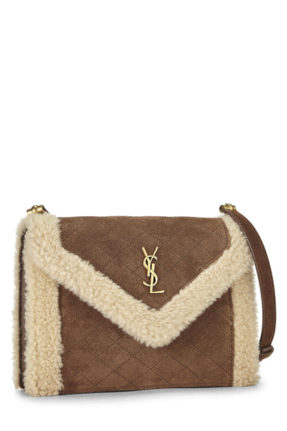 Yves Saint Laurent, Pre-Loved Brown Suede & Shearling Gaby Mini, Brown