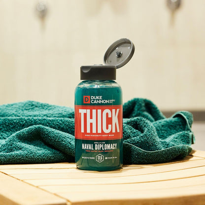 Gel de baño de alta viscosidad para hombres THICK de Duke Cannon Supply Co., con aroma a Naval Supremacy, paquete de 3 de 17,5 onzas líquidas