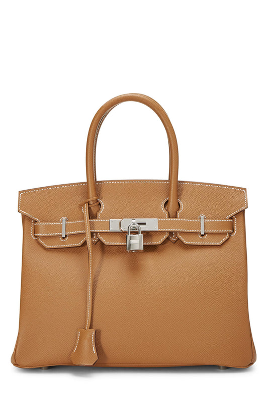 Hermès, Pre-Loved Gold Epsom Birkin 30, Brown