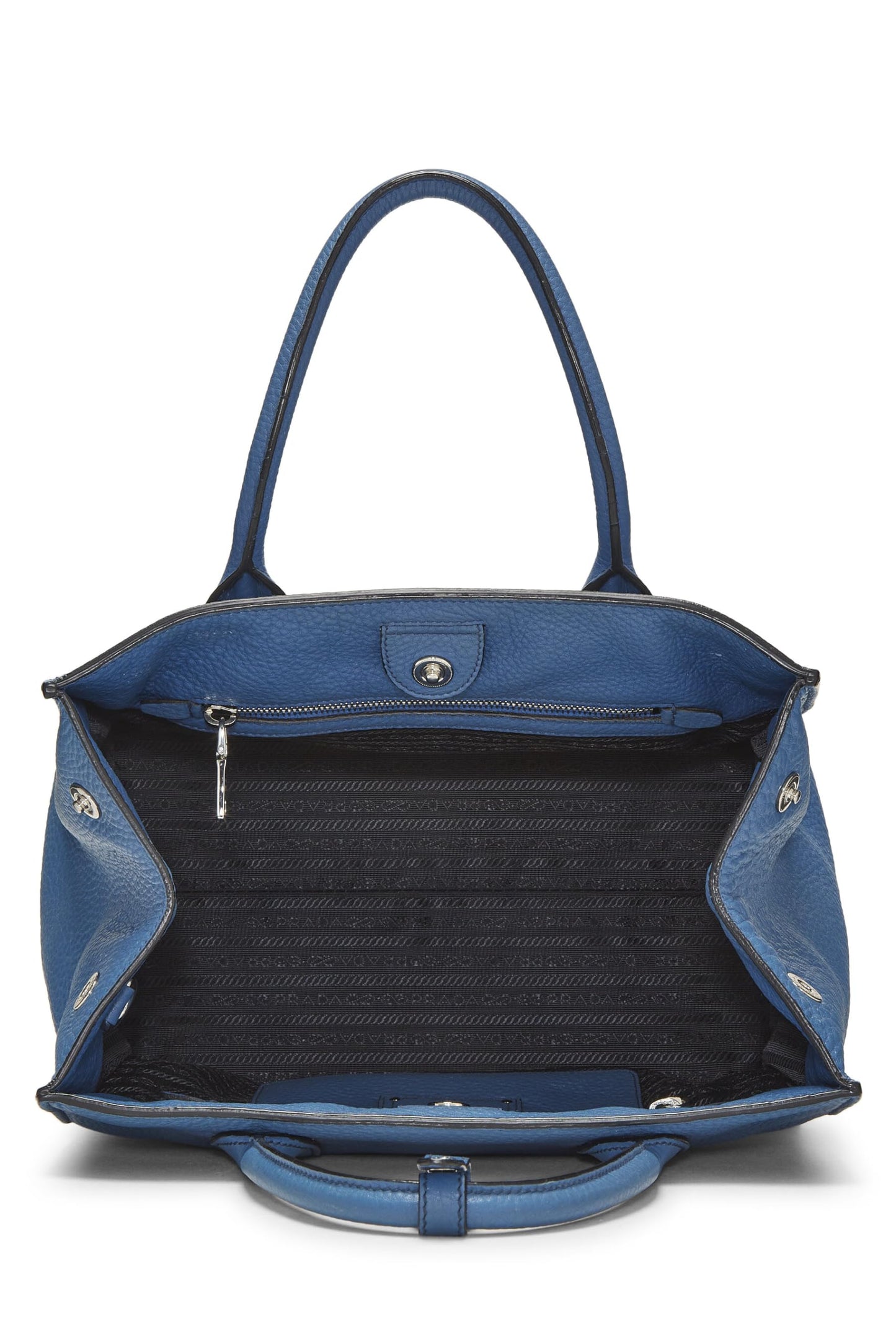 Prada, Cabas convertible Vitello Daino bleu pré-aimé, Bleu