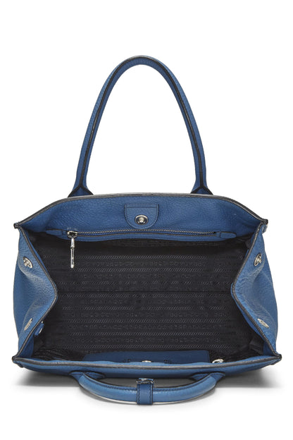 Prada, Pre-Loved Blue Vitello Daino Convertible Tote, Blue