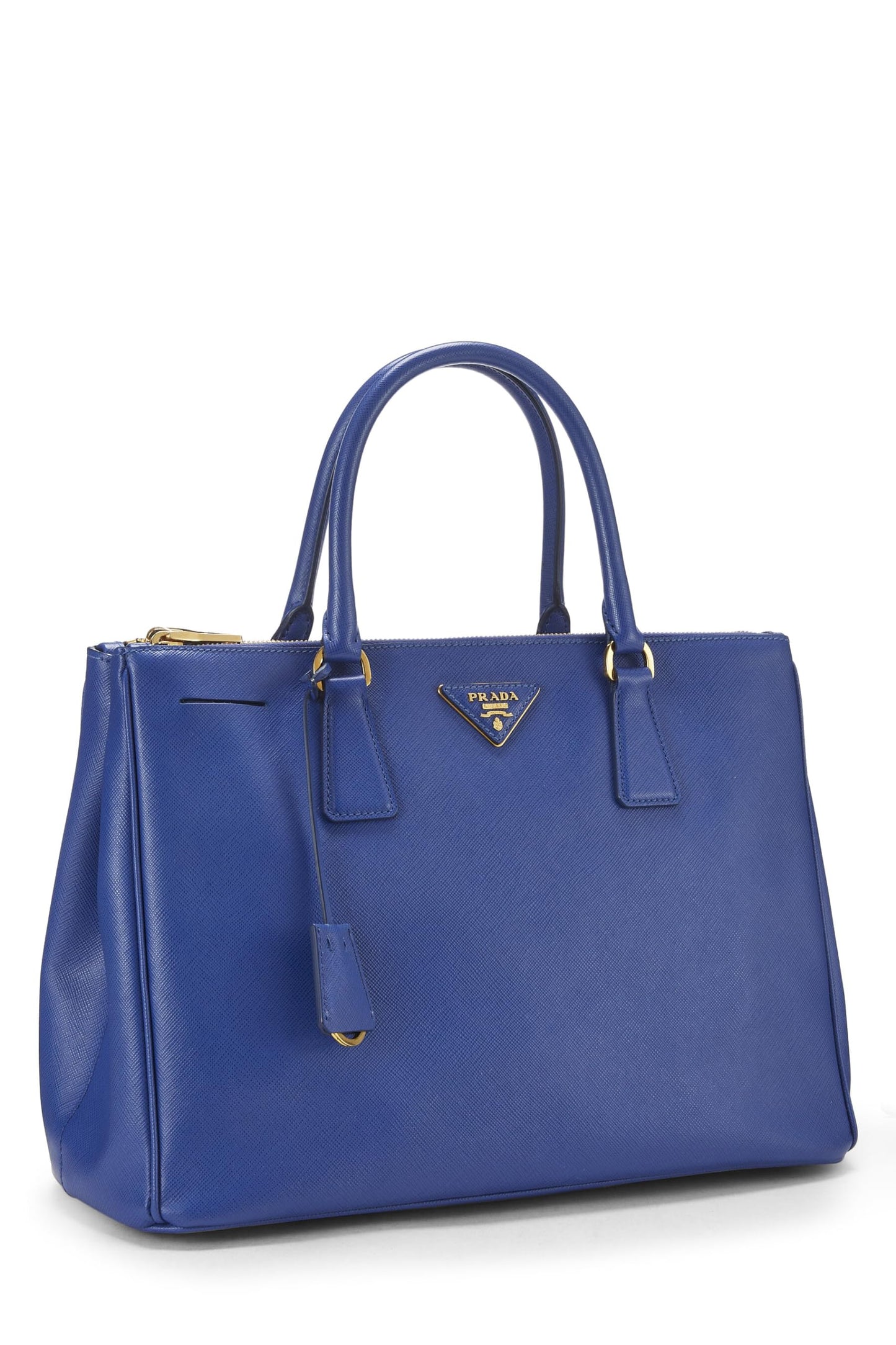 Prada, Bolso ejecutivo mediano Saffiano azul Pre-Loved, Azul