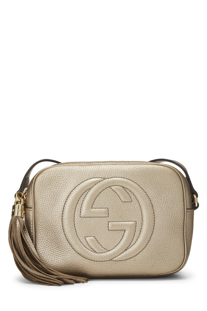 Gucci, Pre-Loved Gold Metallic Grained Leather Soho Disco, Gold