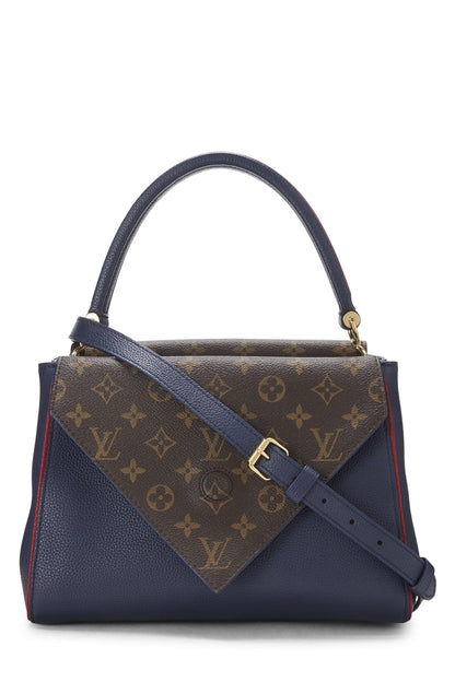 Louis Vuitton, sac Double V en cuir monogrammé bleu marine d'occasion, bleu marine