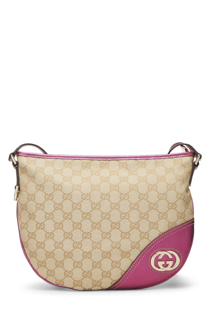 Gucci, sac messager Britt en toile GG rose d'occasion, rose