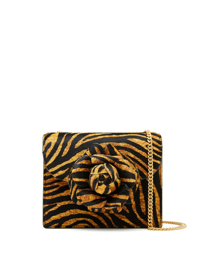 Oscar de la Renta, Bolso mini TRO con estampado de tigre, Miel