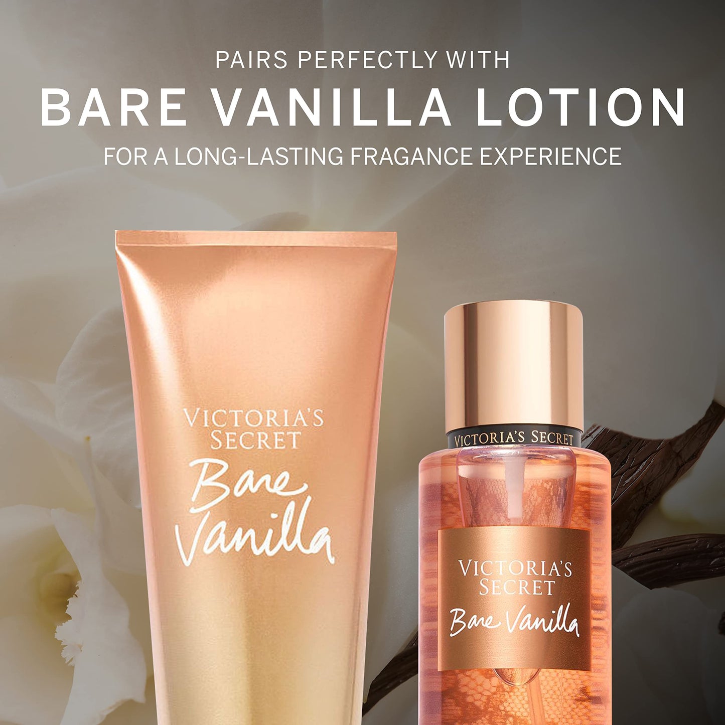 Spray corporel Victoria's Secret Bare Vanilla pour femme, notes de vanille fouettée et de cachemire doux, collection Bare Vanilla (8,4 oz)