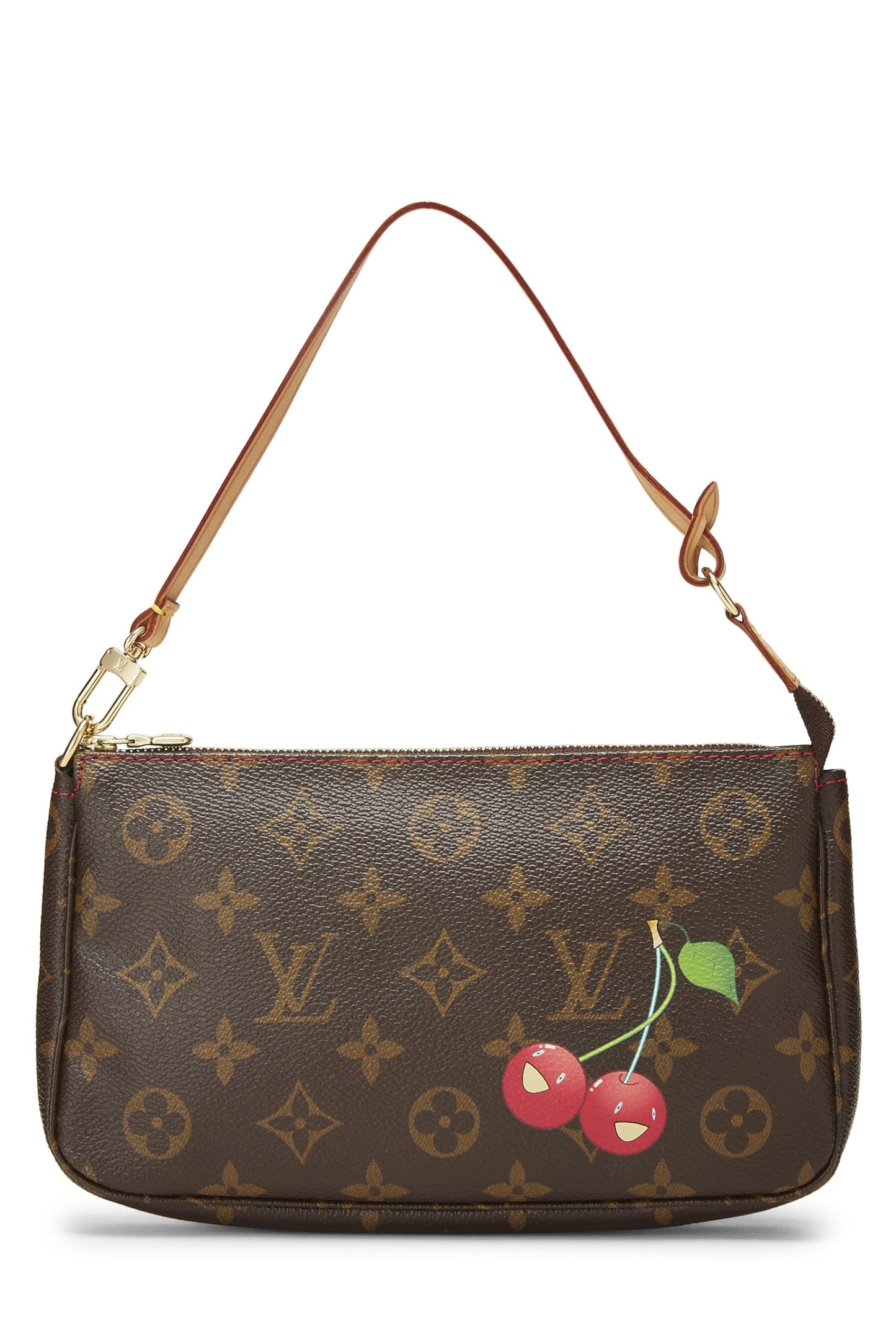 Louis Vuitton, Pre-Loved Takashi Murakami x Louis Vuitton Monogram Cerise Pochette Accessories, Brown