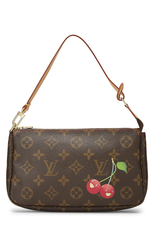 Louis Vuitton, accesorios pre-Loved Takashi Murakami x Louis Vuitton Monogram Cerise Pochette, Marrón