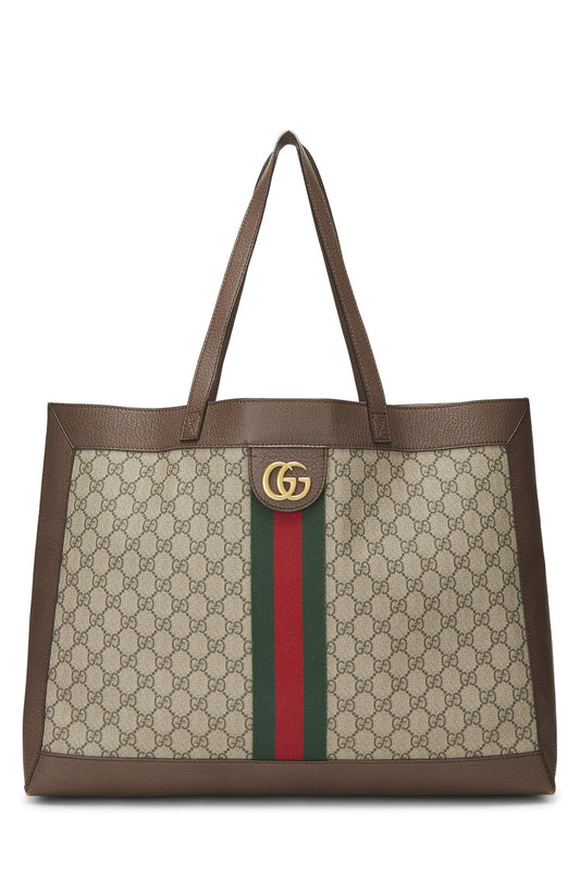 Gucci, Pre-Loved Original GG Supreme Canvas Ophidia Tote Medium, Brown