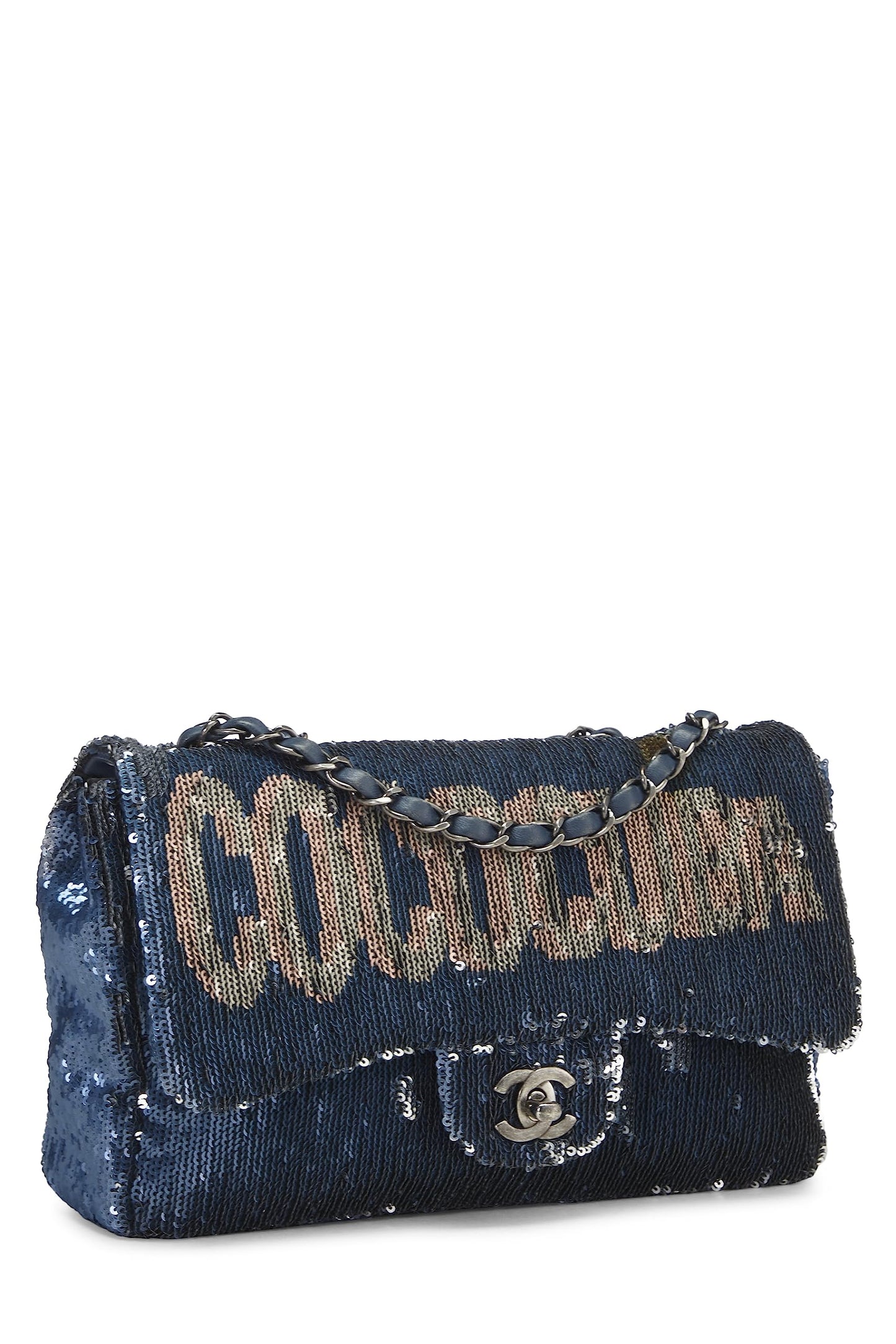 Chanel, Pre-Loved Paris-Cuba Navy Sequin Classic Flap Bag Medium, Navy