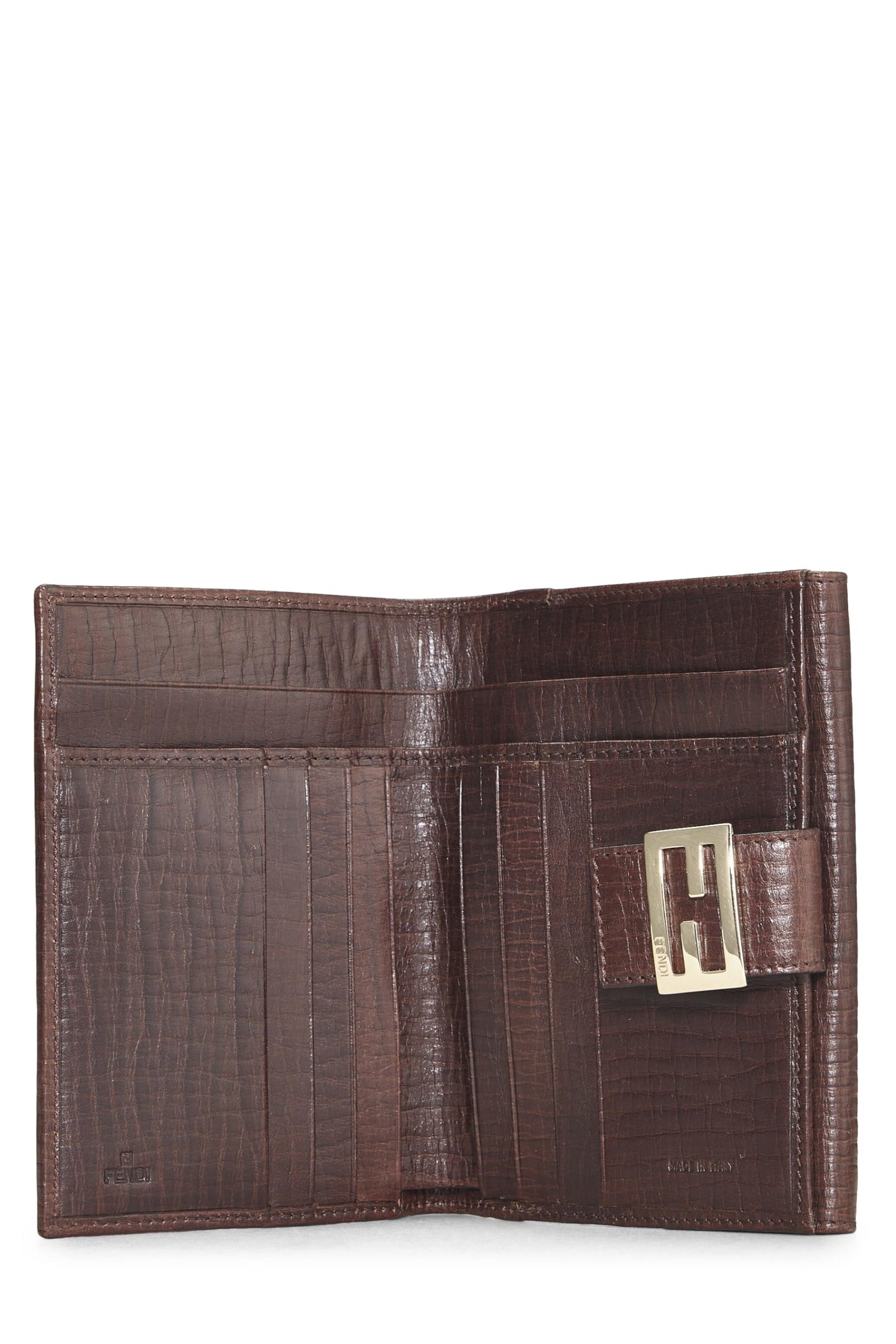 Fendi, Pre-Loved Brown Zucchino Canvas Compact Wallet, Brown