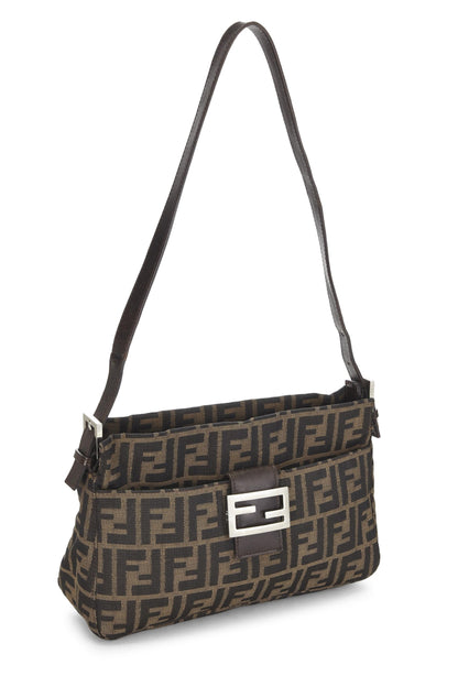 Fendi, sac à bandoulière en toile marron Zucca d'occasion, marron